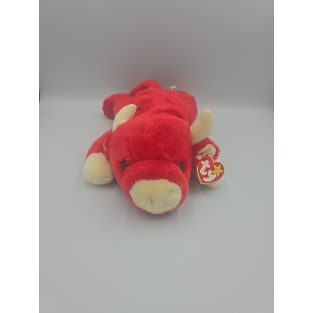 Ty Beanie Buddy Snort the Red Bull 14" Plush Stuffed Animal 1998